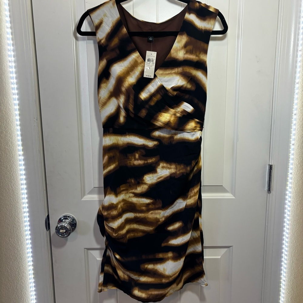 🌼ANN TAYLOR TIGER STRIPE DRESS🌼 Silk Size 4 NWT  G4